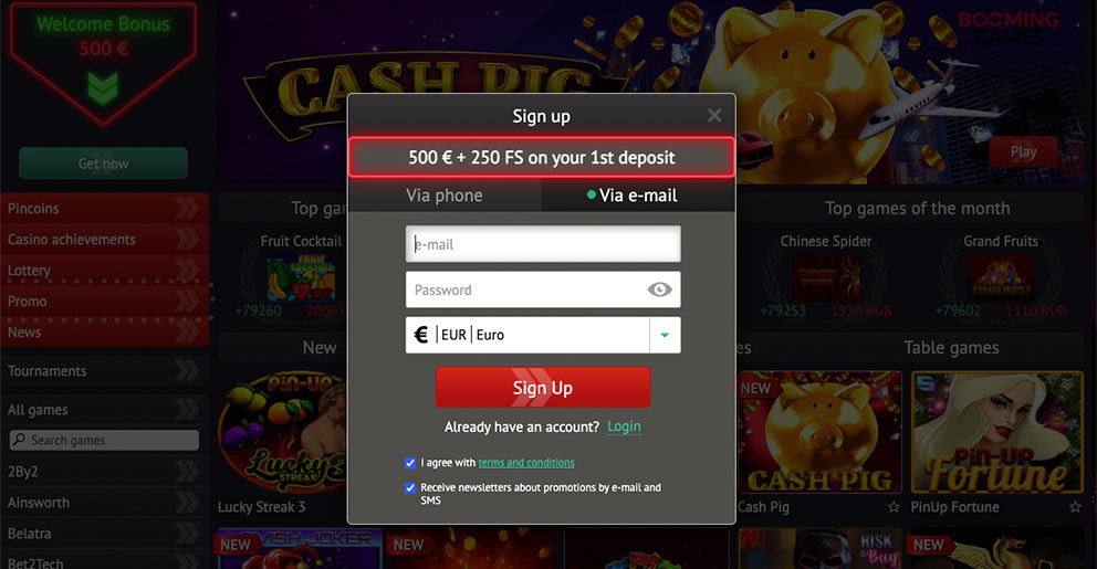 whatis an up front casino offer online